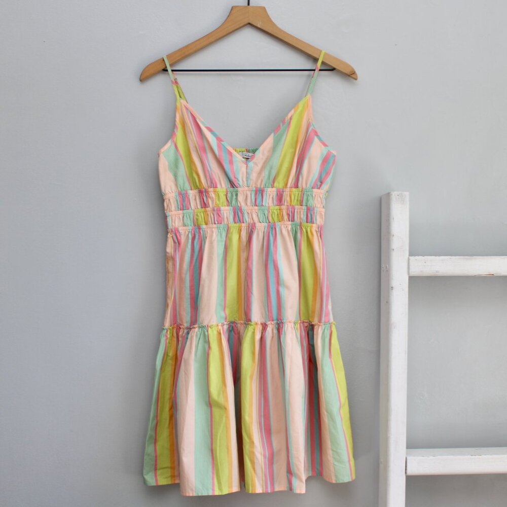 Rails Carmen Guava Stripe Multicolor Smocked Spaghetti Strap Dress Size Small - Picture 3 of 9